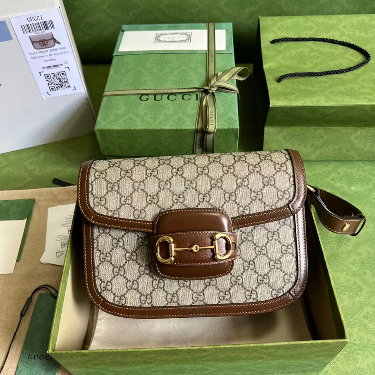 Gucci 1955 Horsebit Shoulder Bag Small Beigebrown (10) - newkick.vip